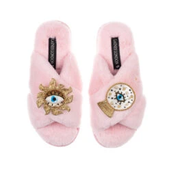 Classic Laines Slippers With Double Mystic Eye Brooches -Laines London file 988